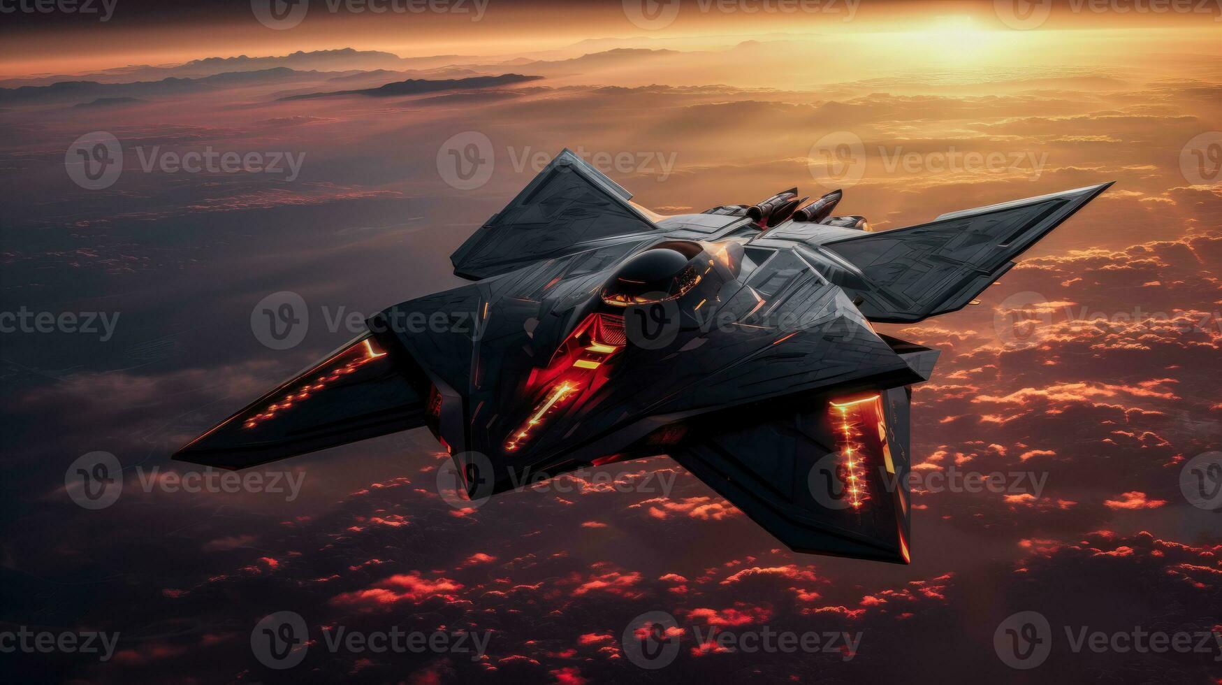 The Power and Speed of the Fighting Falcon A Closeup of a futuristic Jet Fighter AI Generated photo