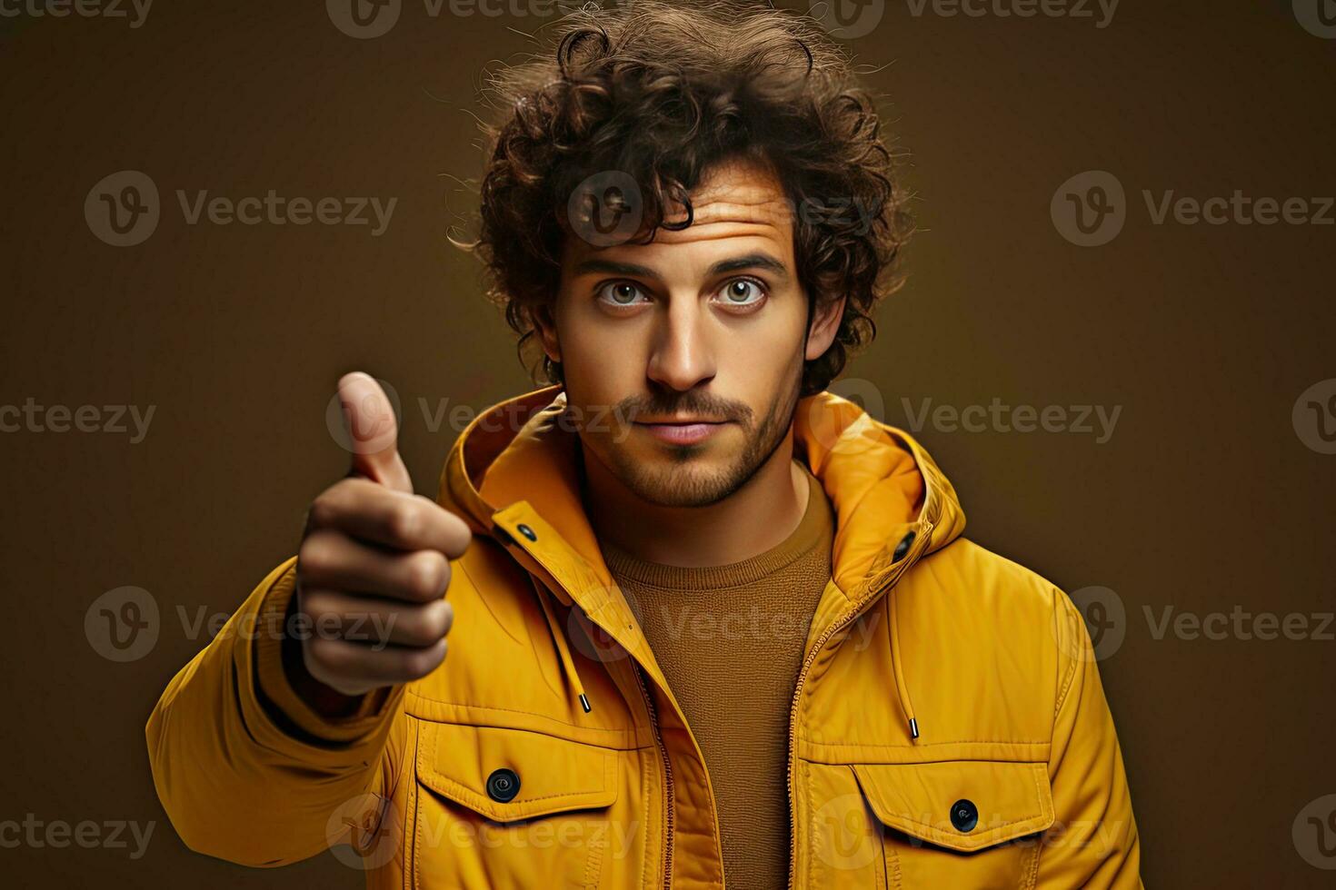smiling african american man pointing with finger at camera isolated on background. Generative AI photo