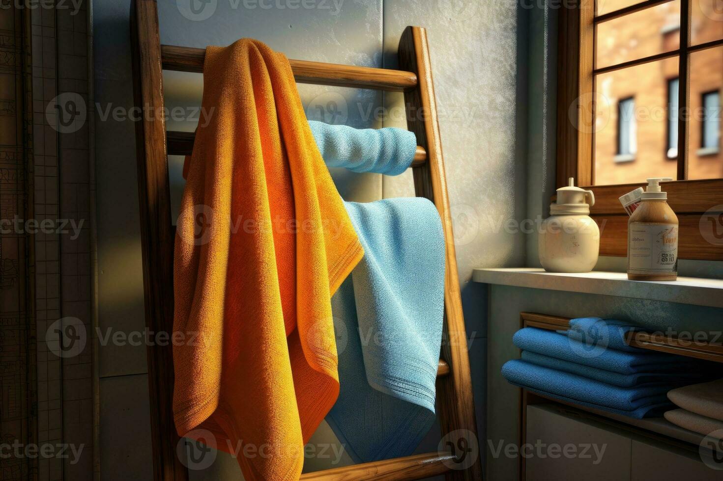 Towels prepared for guest use. photo