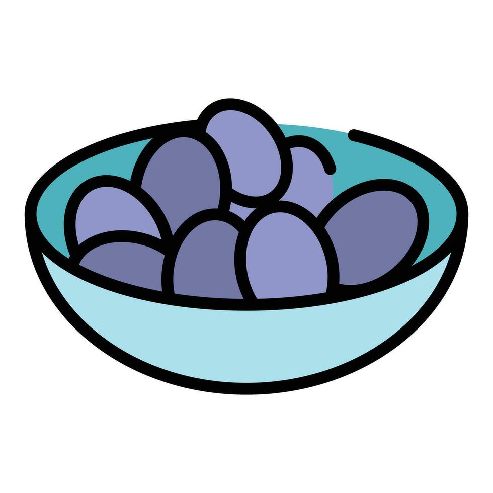 Date fruit bowl icon vector flat