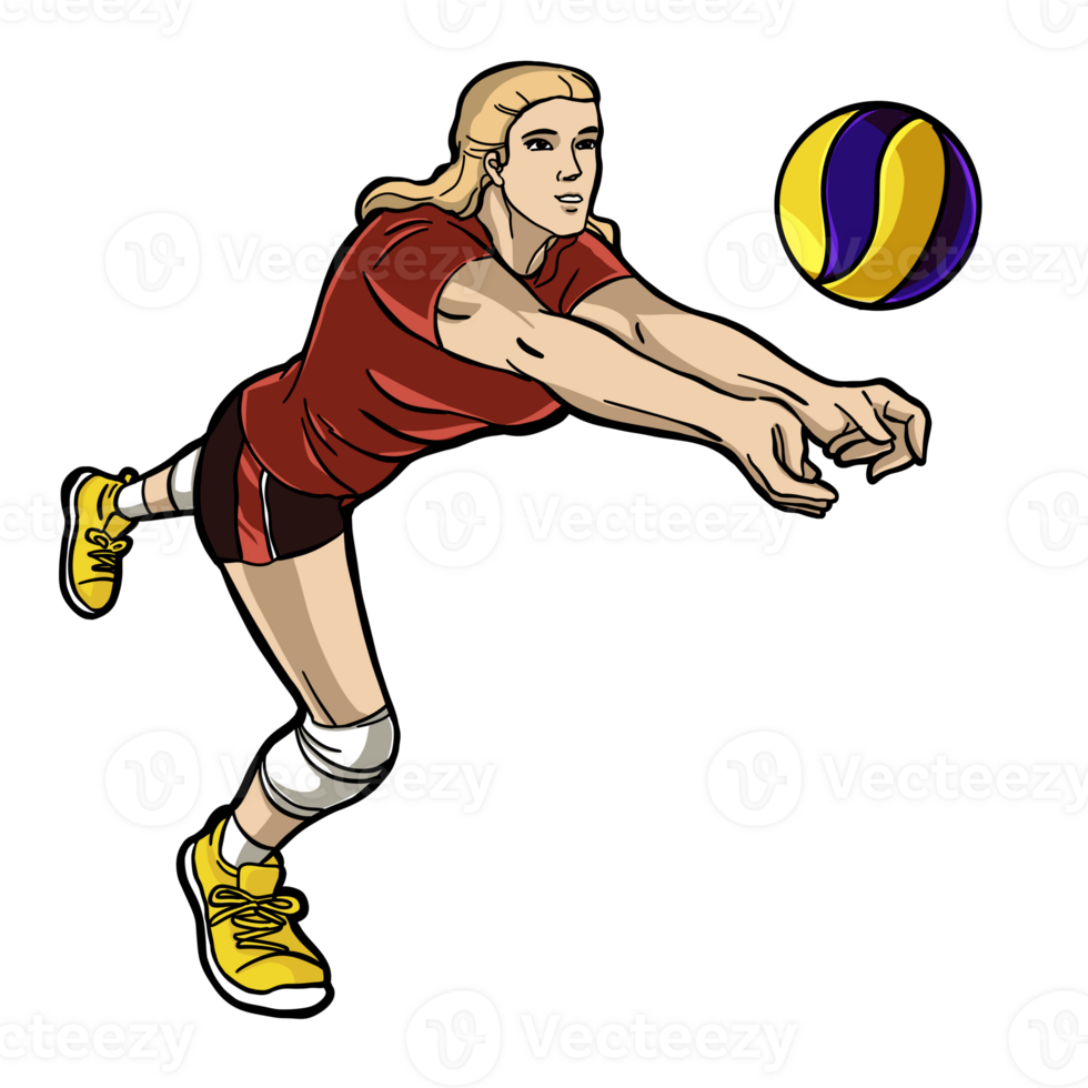 volleyball girl player action clipart png