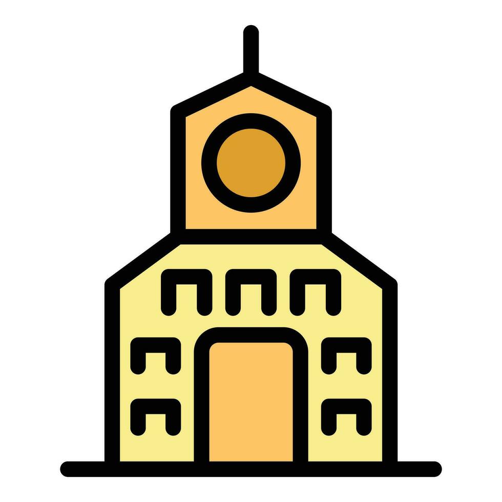 Old city building icon vector flat