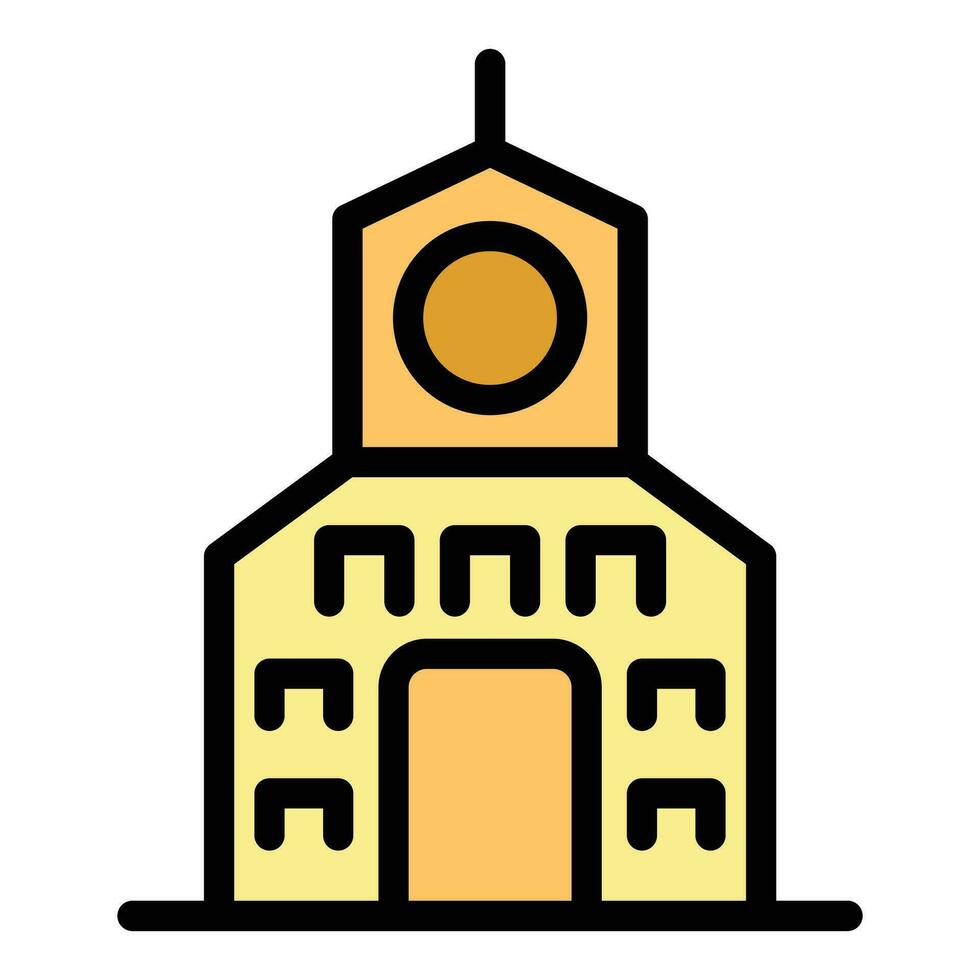 Old city building icon vector flat