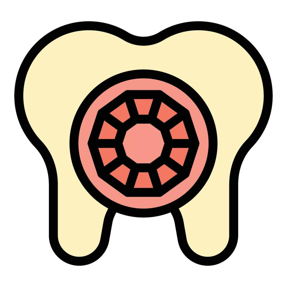 conjunto de iconos de gemas dentales vector de contorno. cuidado