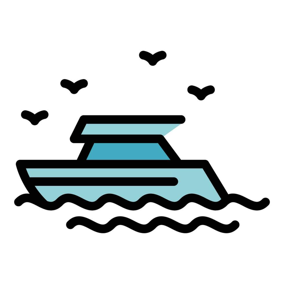 Montenegro sea yacht icon vector flat
