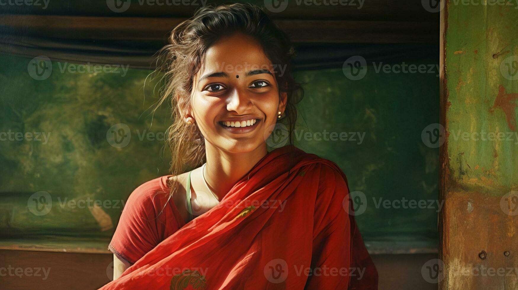 Beautiful young Indian woman in national clothes, smiling. photo