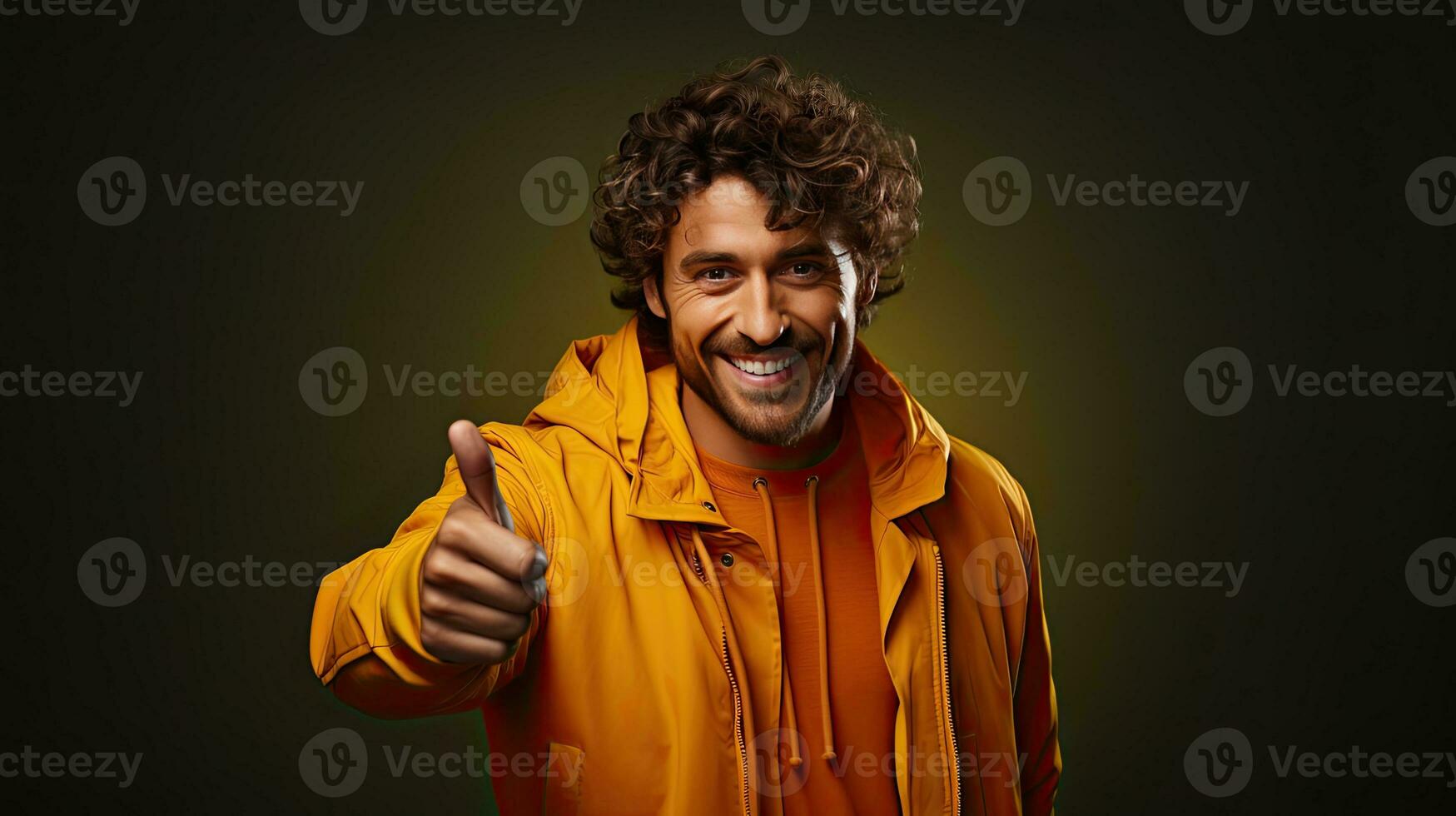 smiling african american man pointing with finger at camera isolated on background. Generative AI photo