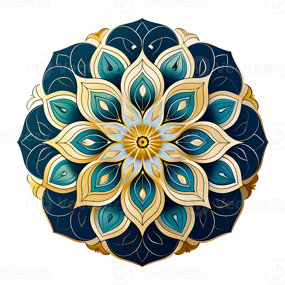 ornamental volta desenhando com azul mandala, ai gerado png