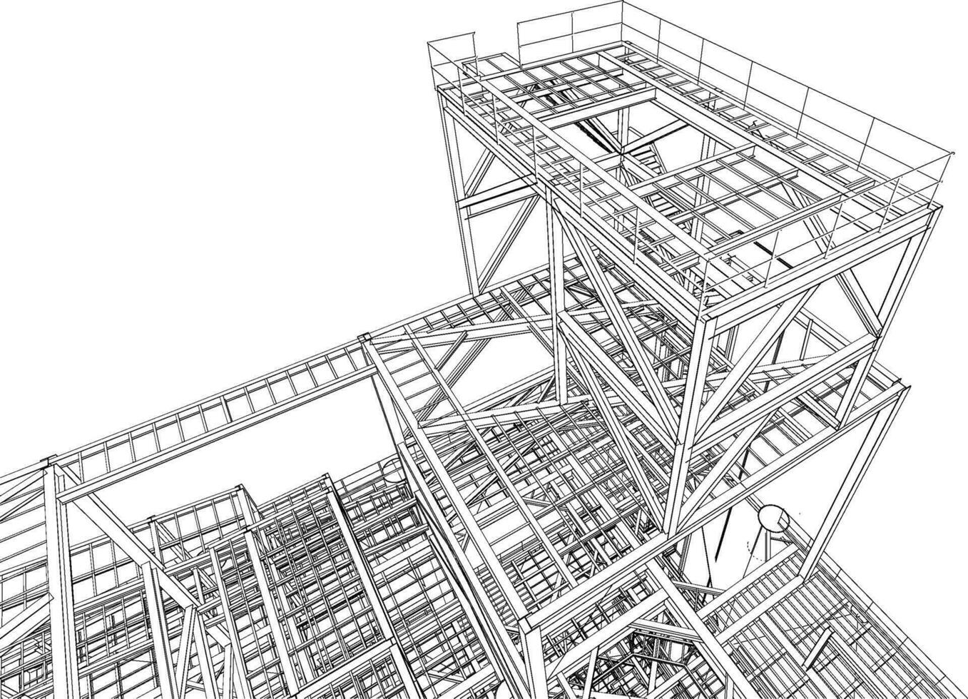 3d ilustración de industrial edificio vector