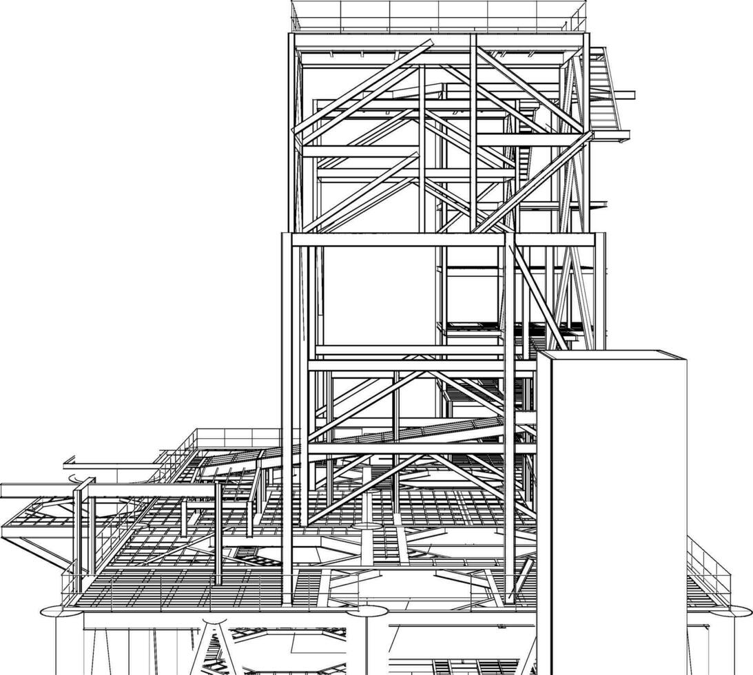 3d ilustración de industrial edificio vector