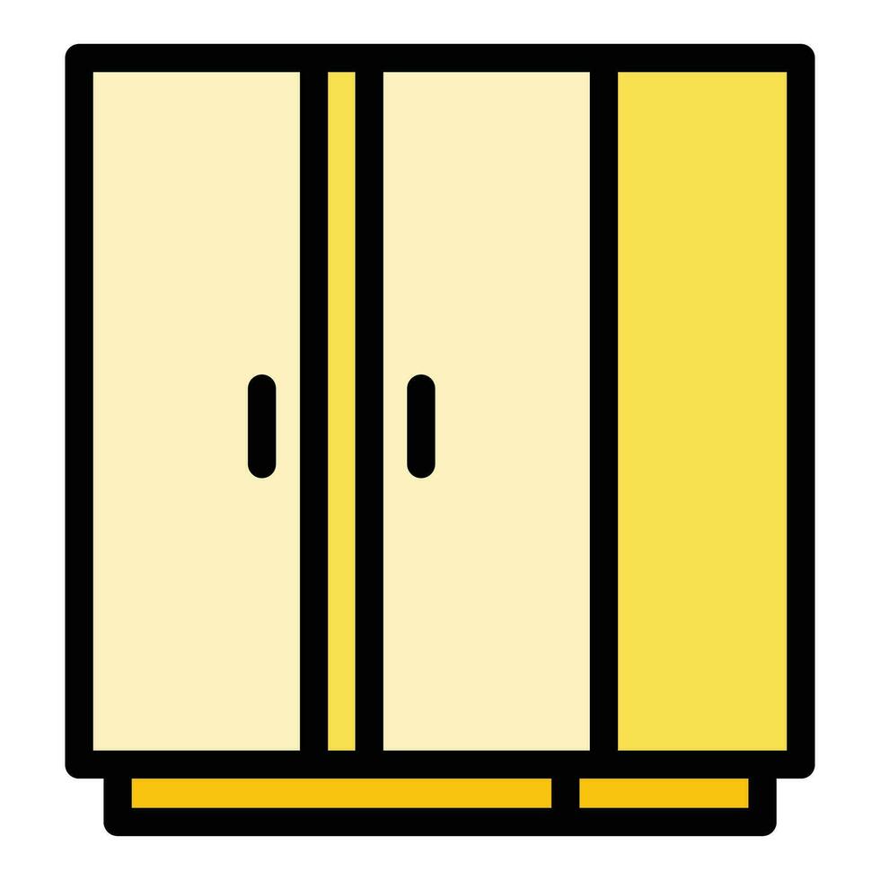 Wood wardrobe icon vector flat
