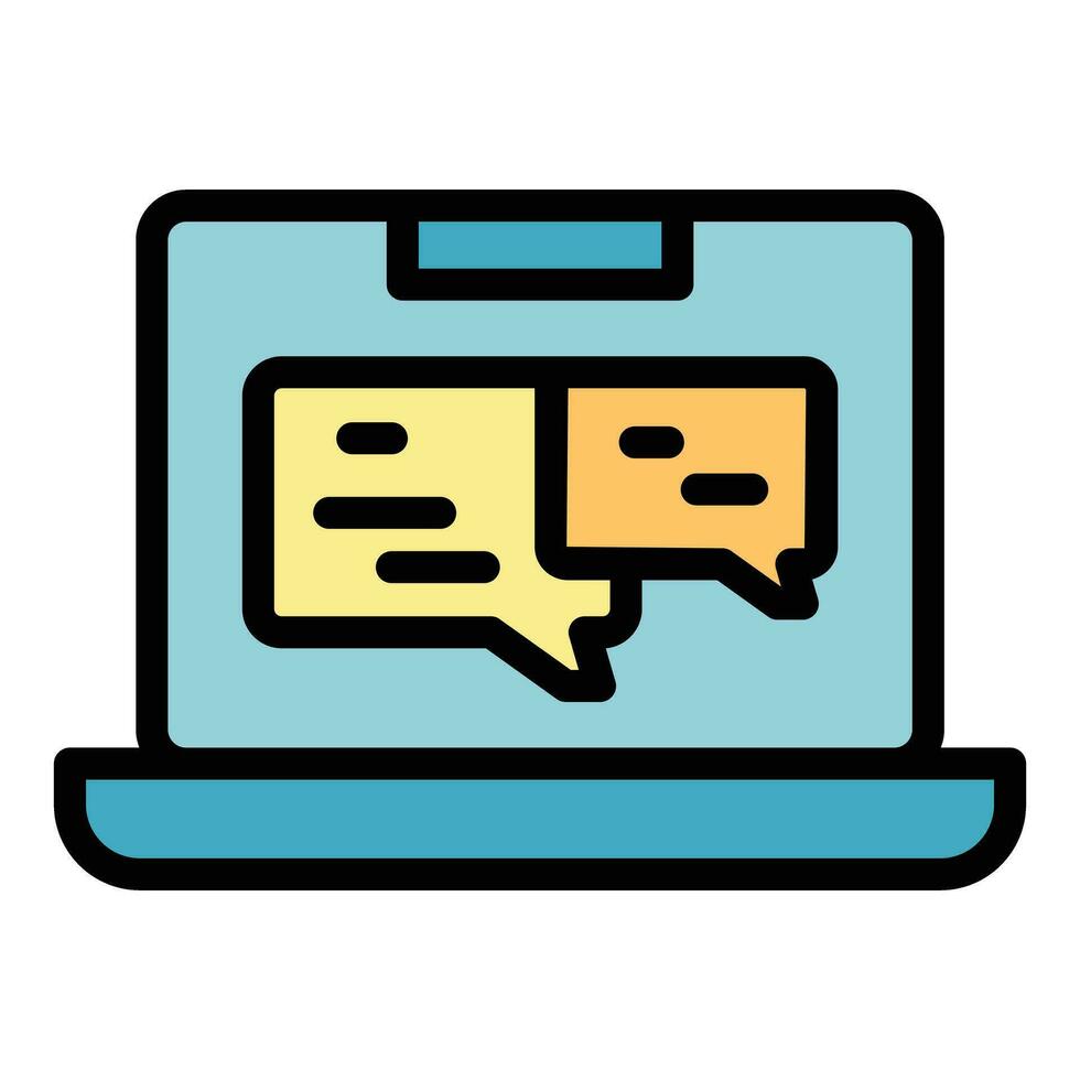 Laptop chat software icon vector flat