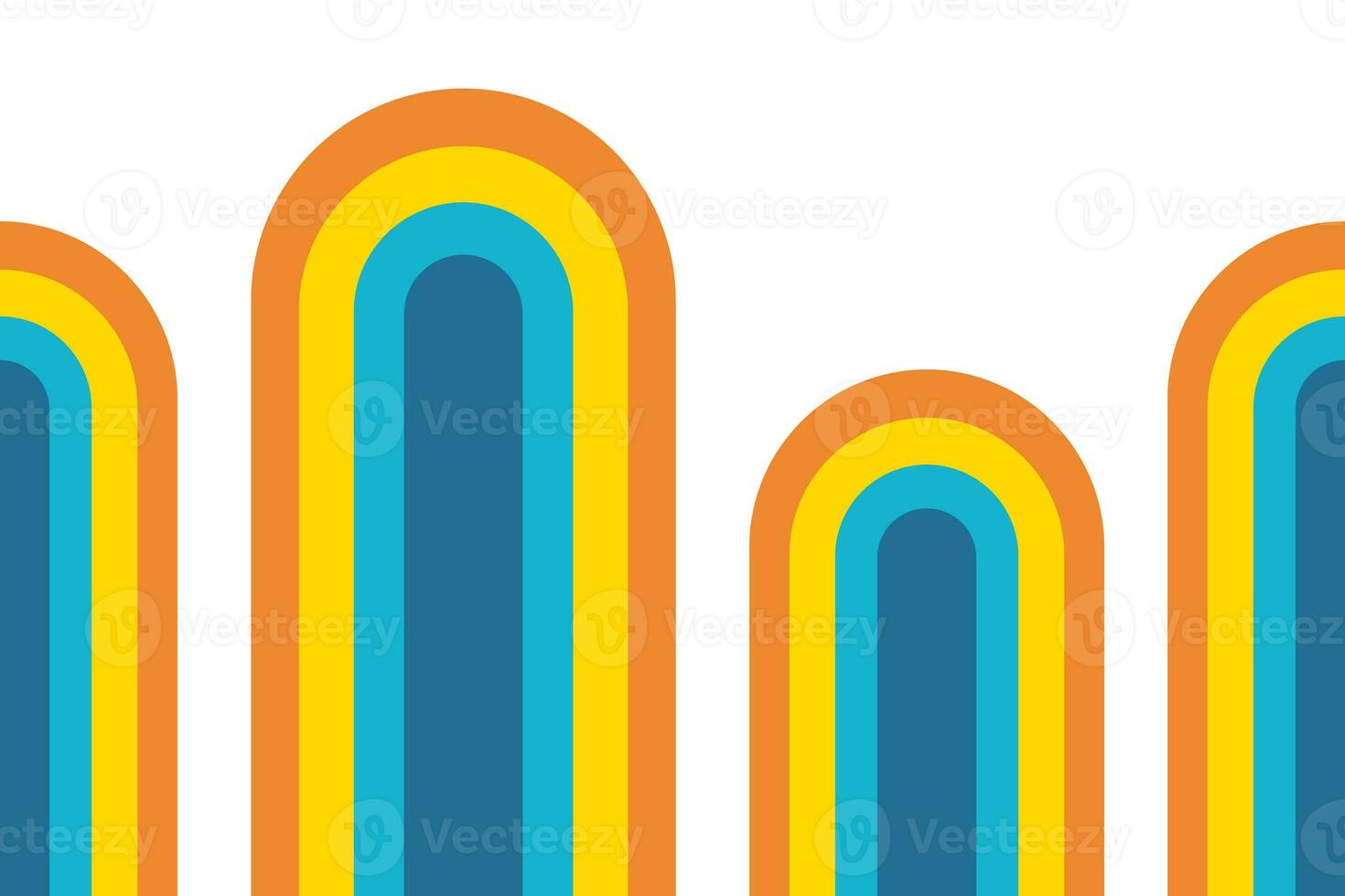 retro style wave lines 70s white background arch shape. illustration.Abstract background of Wavy Lines design in 1970s Retro style. photo