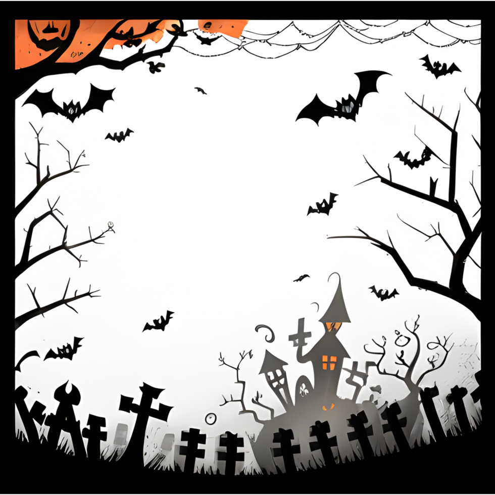 Halloween frontière transparent png images ai génératif