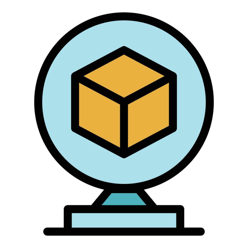 3d cube icon vector flat