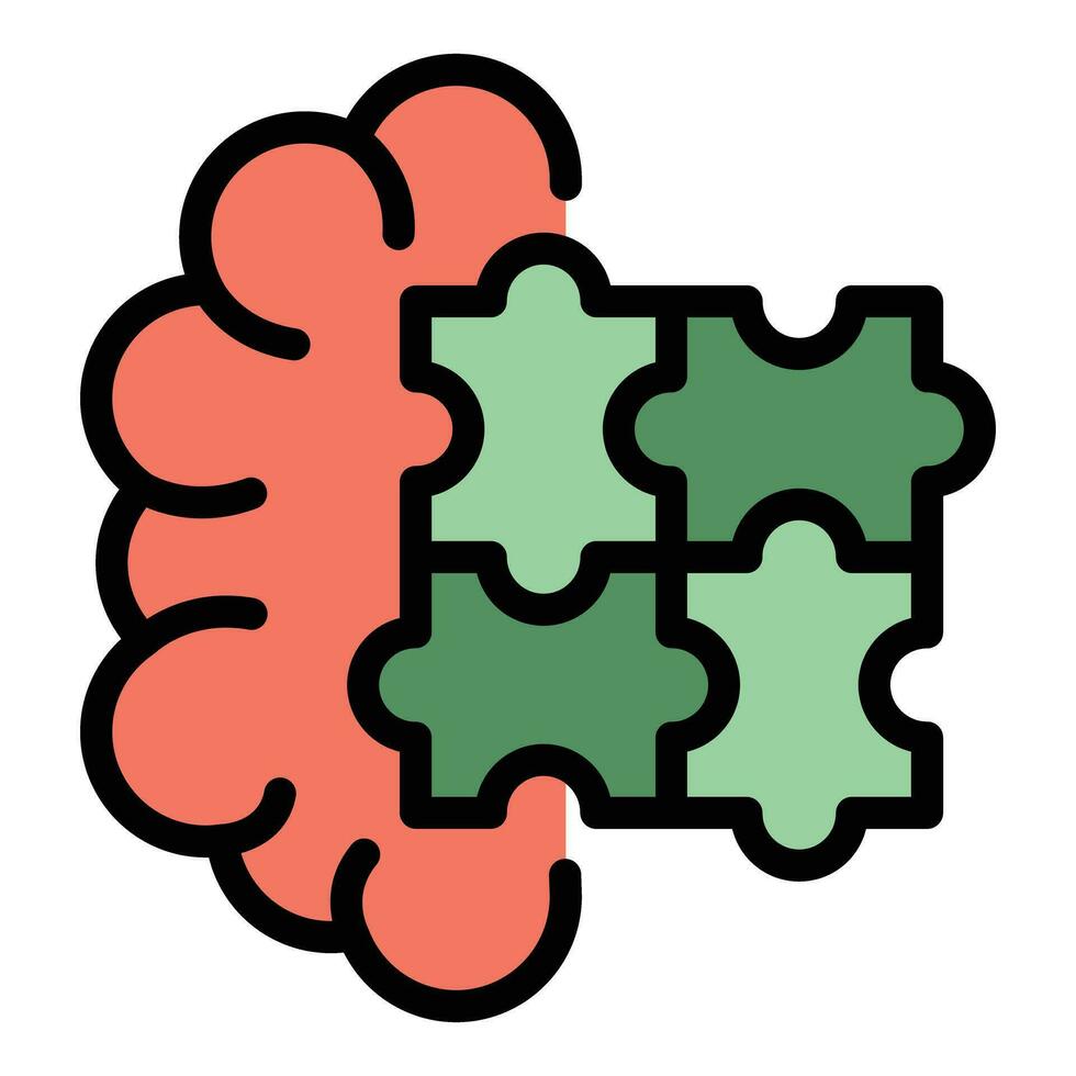 Brain puzzle icon vector flat