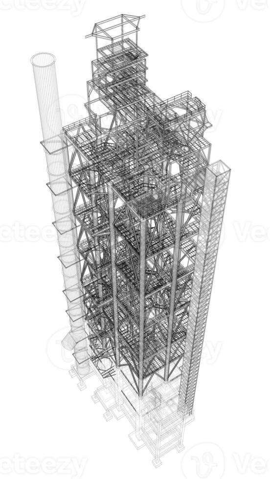 3D illustration of industrial building photo