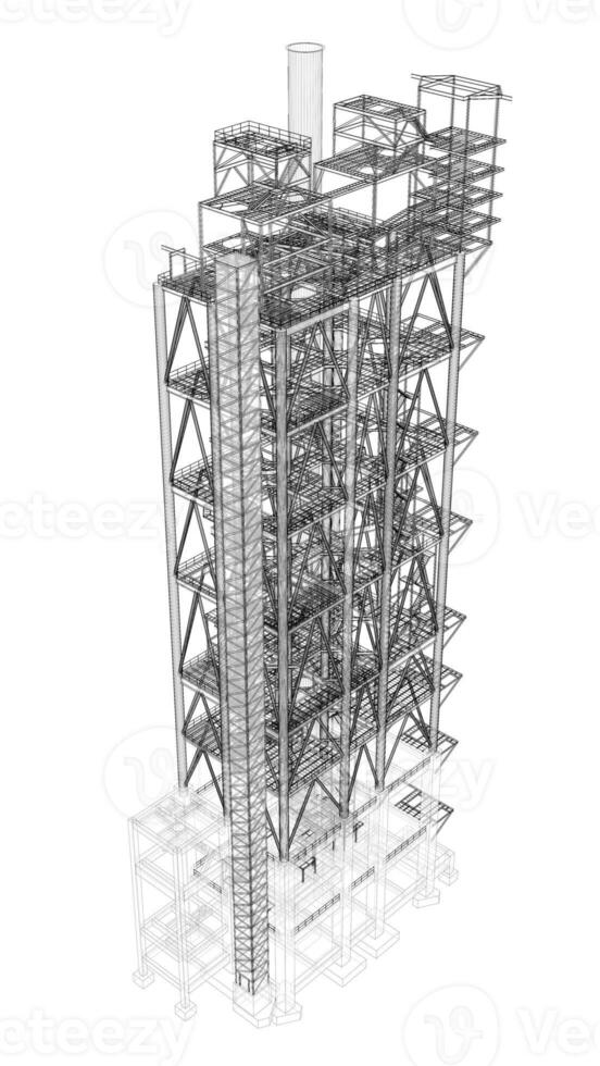 3D illustration of industrial building photo