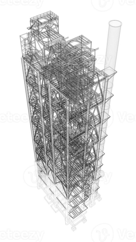 3D illustration of industrial building photo