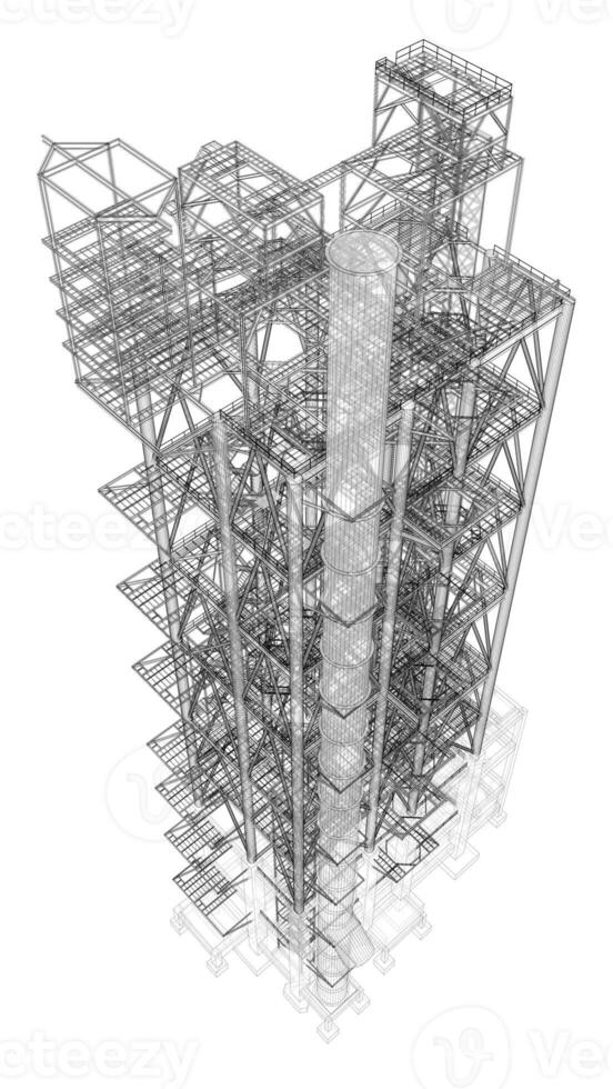 3D illustration of industrial building photo