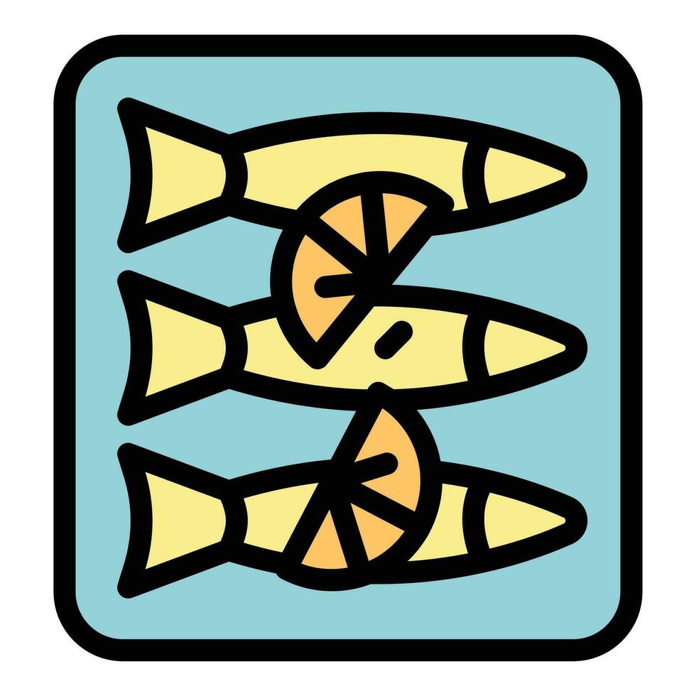 Fried fish icon vector flat