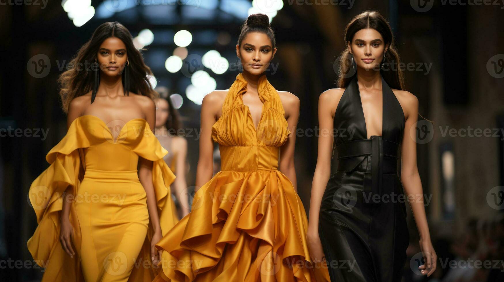 Glamorous models grace the runway displaying the hottest trends and captivating the audience in Septembers Fashion Week photo