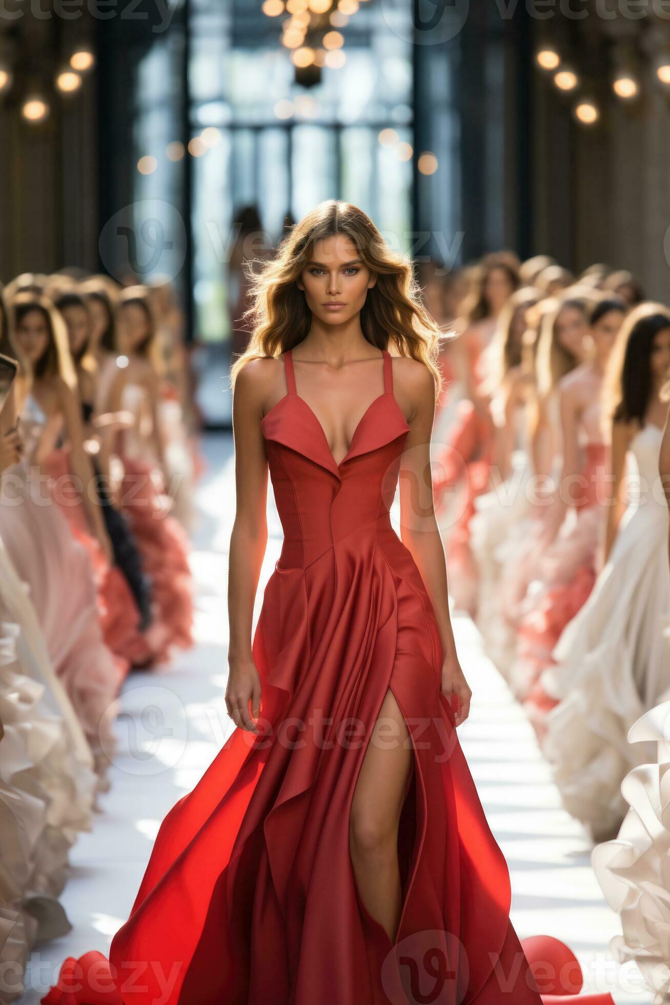 A runway filled with models showcasing the latest trends in haute