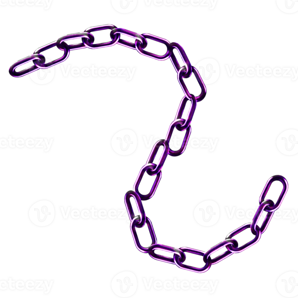 Y2K chains purple sticker element with chrome effect png