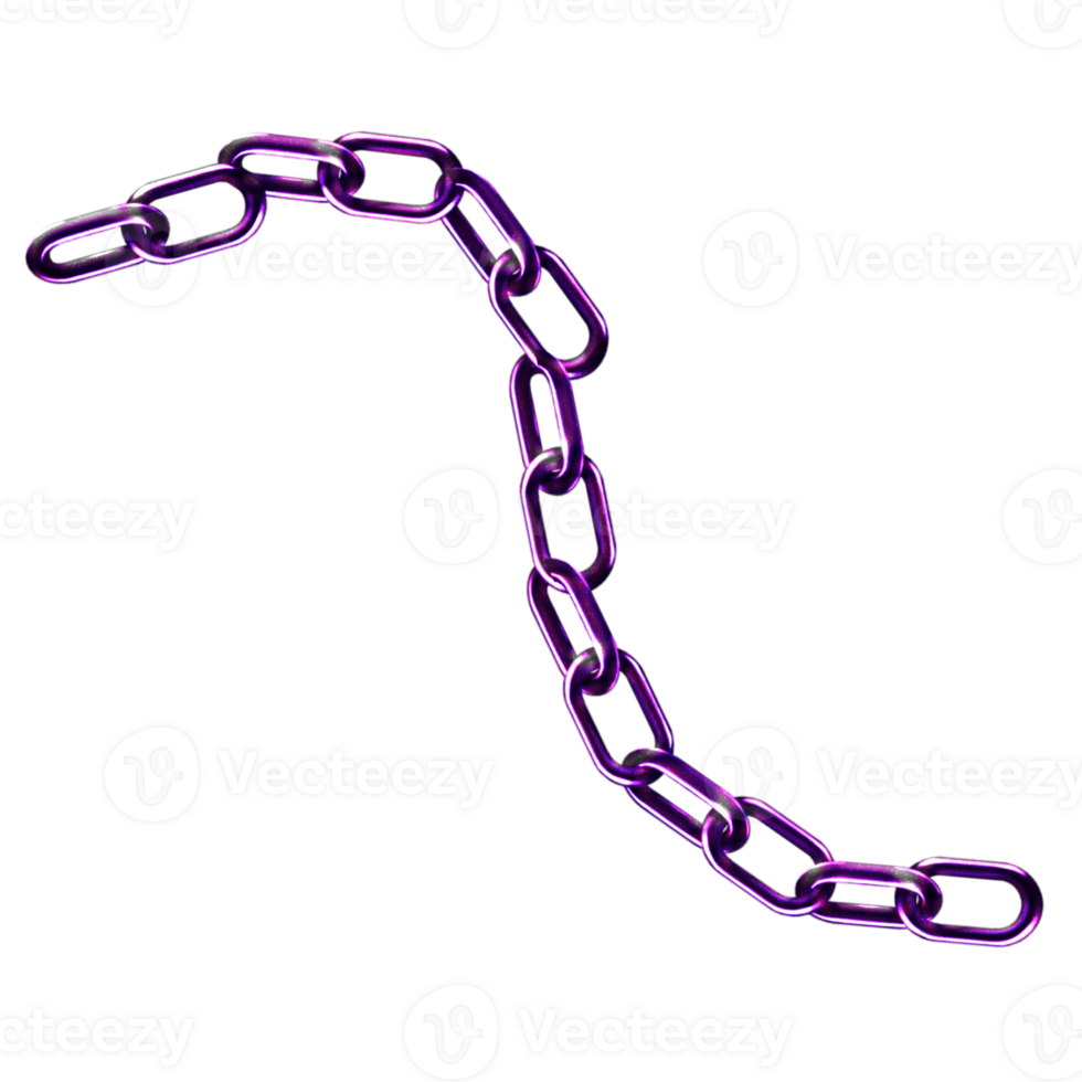 Y2K chains purple sticker element with chrome effect png