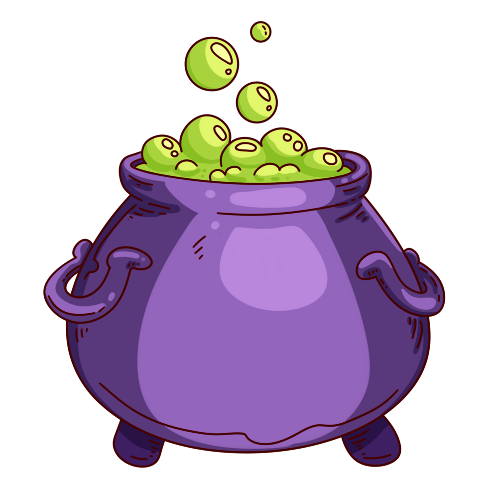 schattig halloween element heks pot png