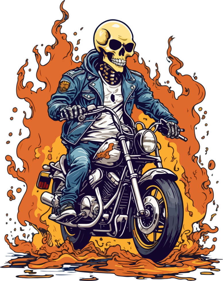 fuego esqueleto motorista motocicleta png gratis ai generativo