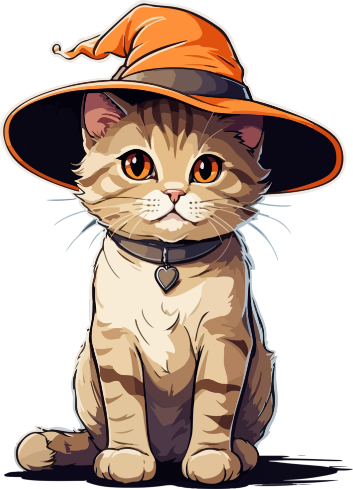 Cute Halloween Cat Illustration AI Generative png