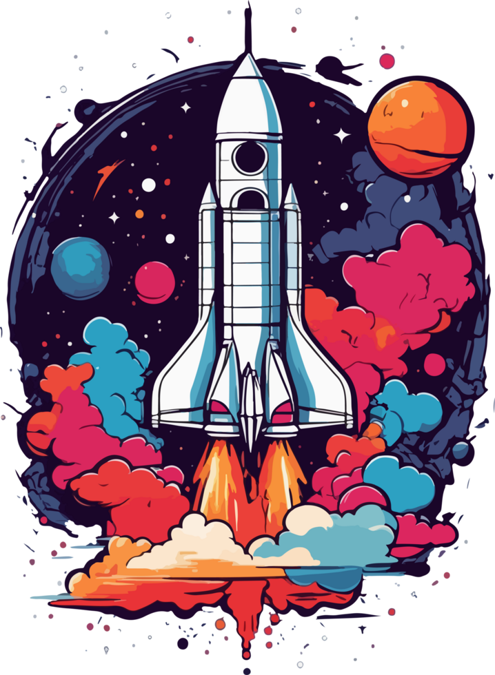 Rocket Illustration PNG Free AI Generative
