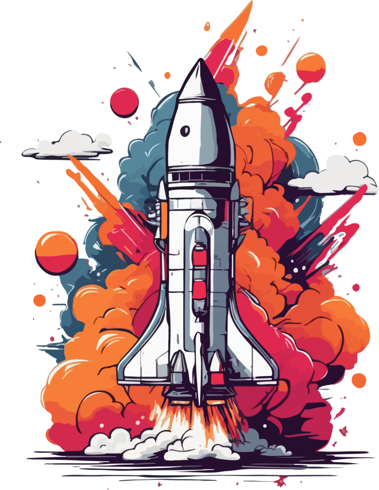 Rocket Illustration Ready to Print with AI Generative png
