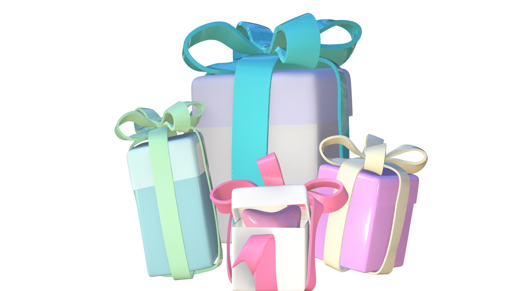 three gift boxes with bows on a transparent background png