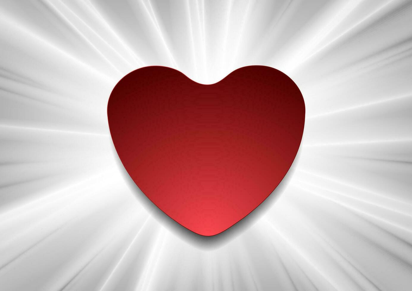 Grey beams St Valentines Day background with red heart vector