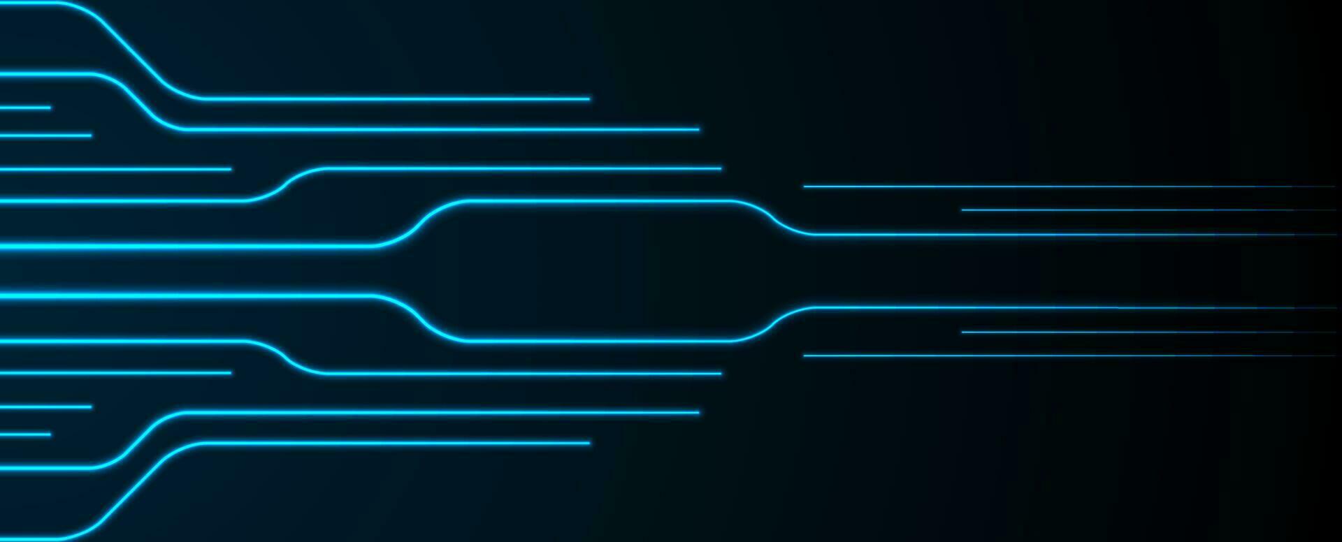 Glowing blue neon circuit board lines background vector