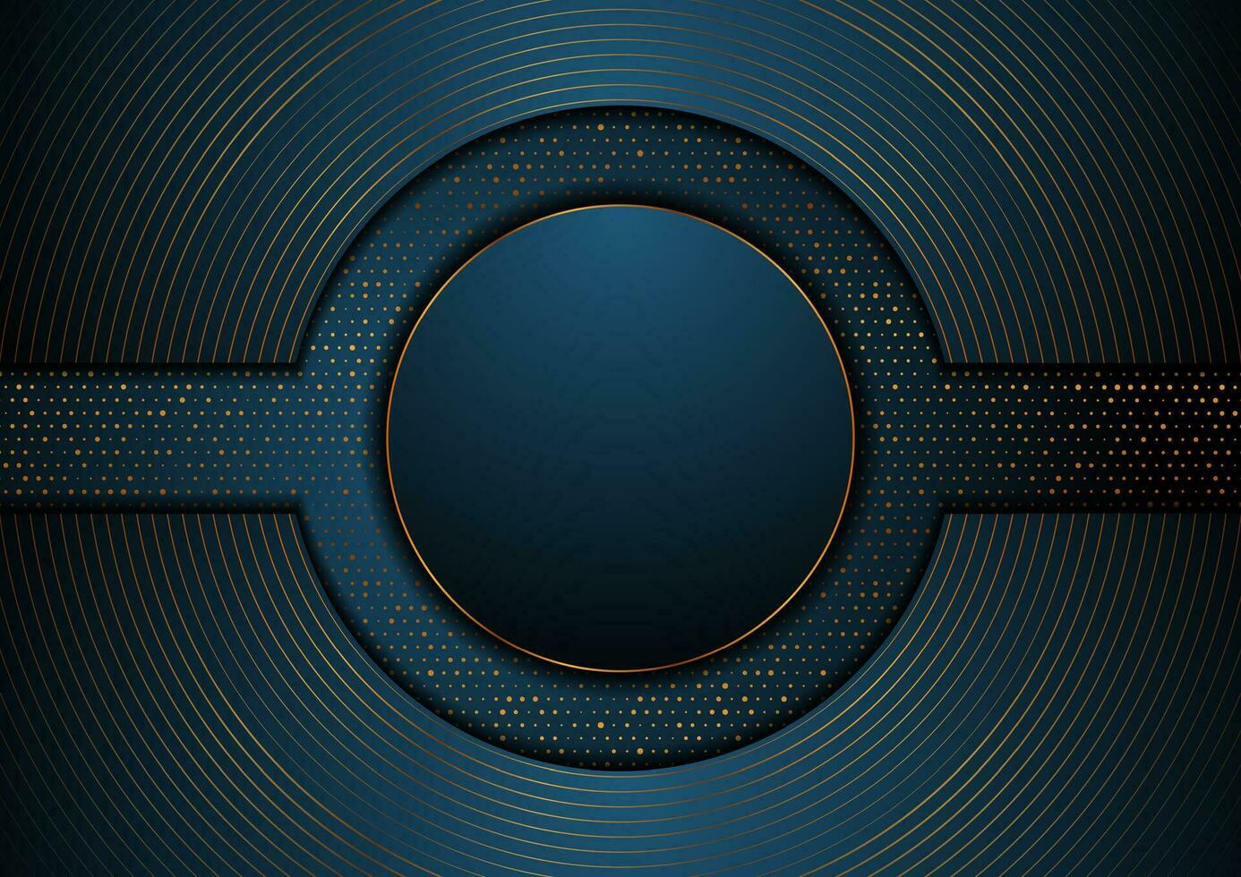 Dark blue and golden abstract tech geometric background vector