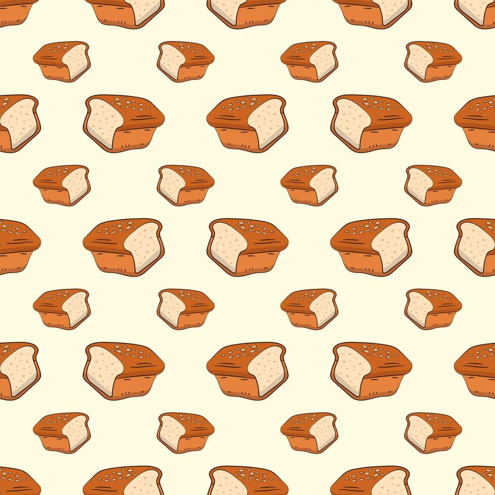 Vector doodle sketch style breads and baguettes bakery seamless pattern.