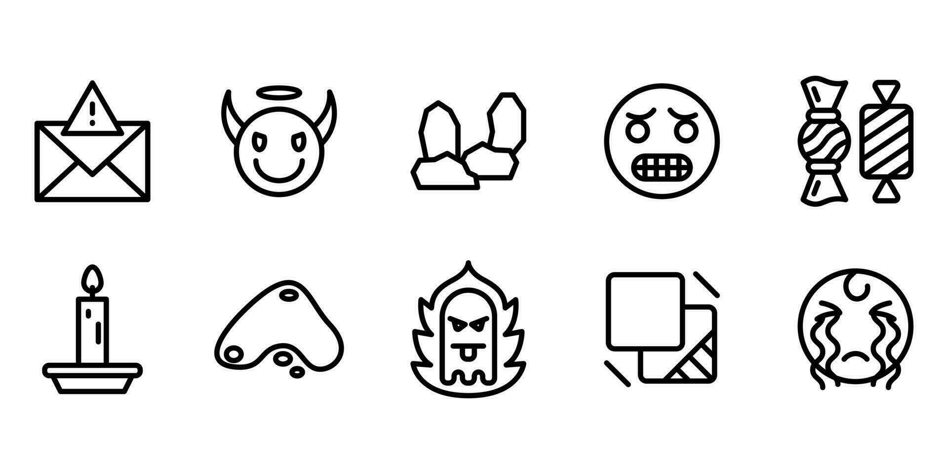 Set outline Halloween icon design on white background suitable for celebration, festival and party on halloween day. Vector design