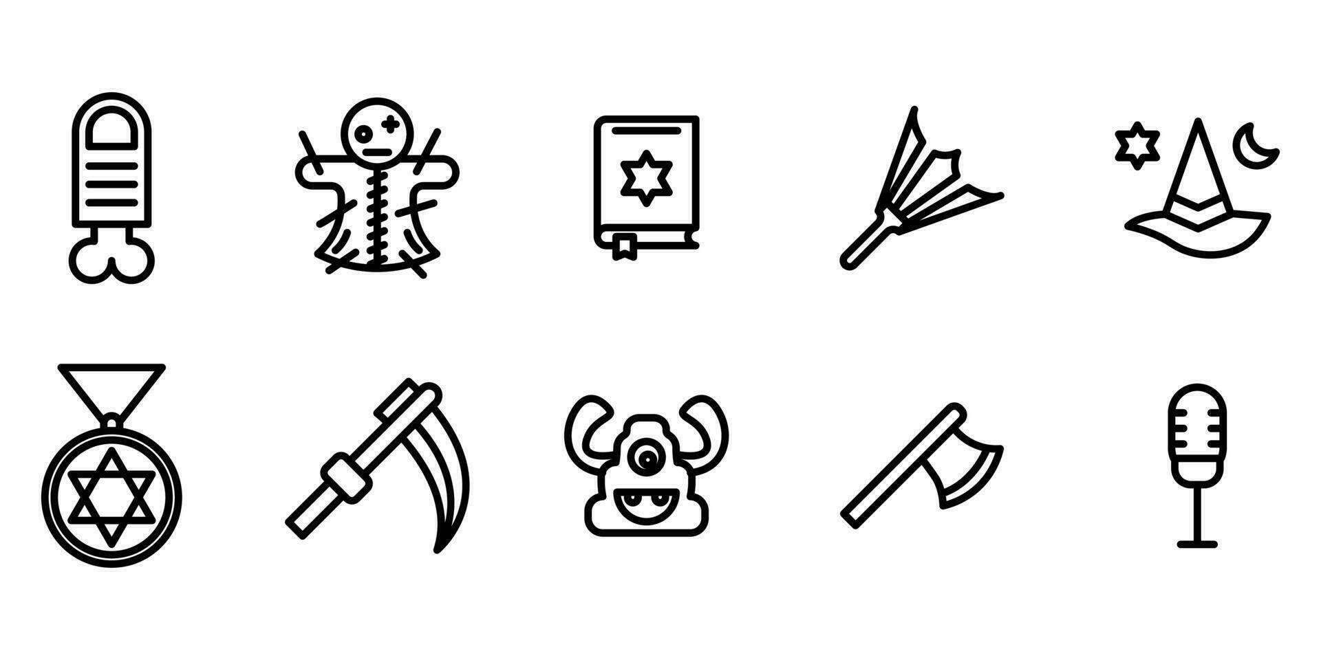 Set outline Halloween icon design on white background suitable for celebration, festival and party on halloween day. Vector design