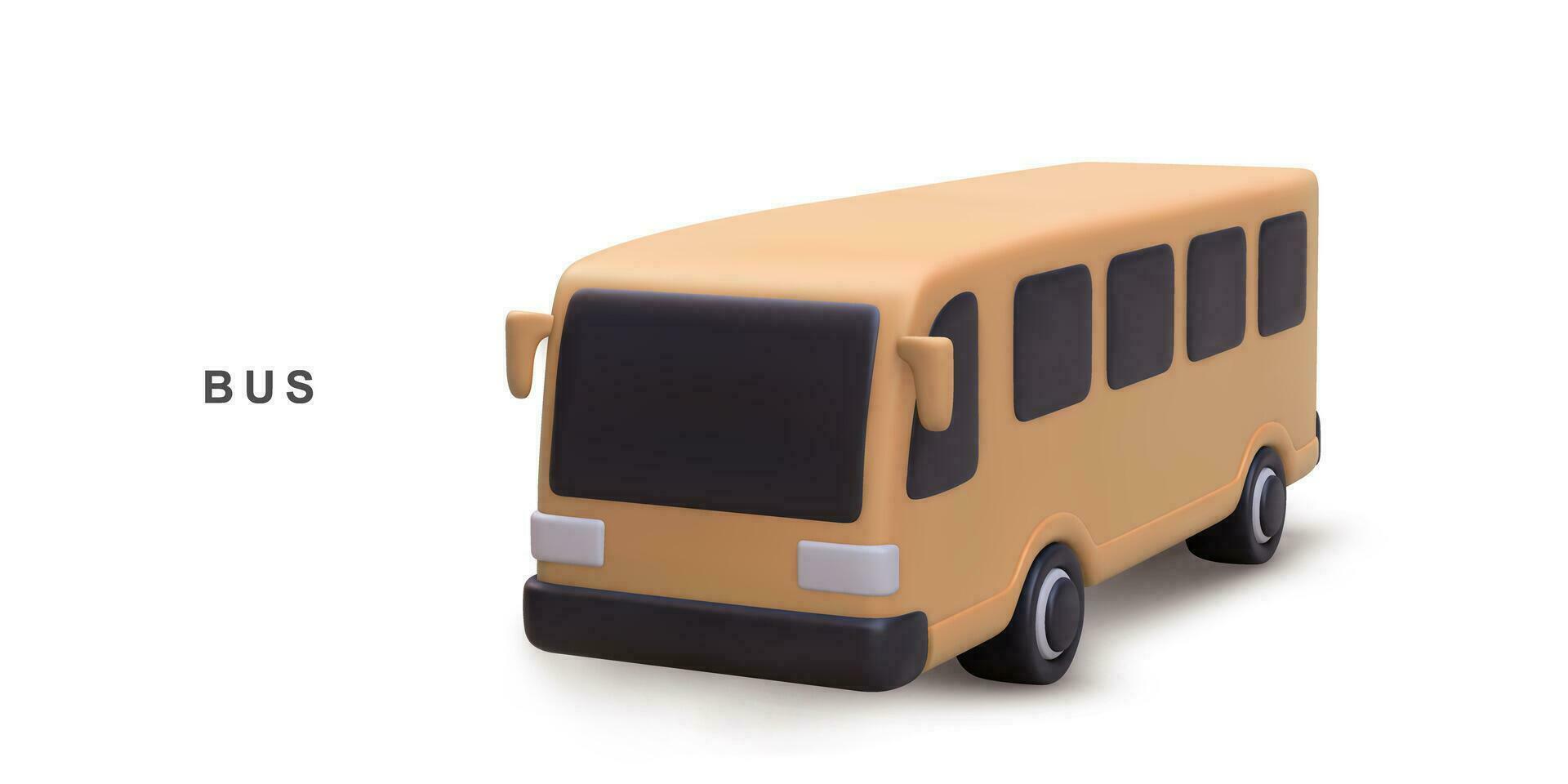 3d realistic bus on white background. Vector illustration.