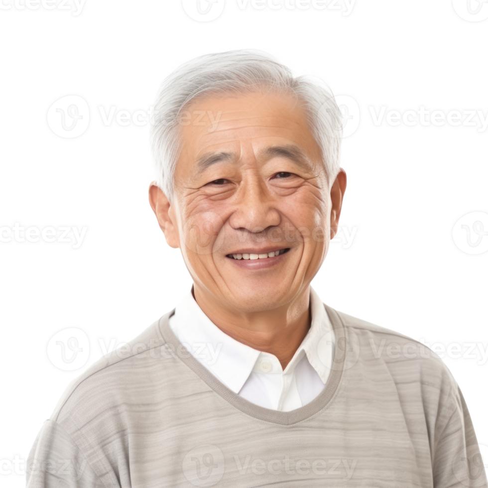 Happy asian old man isolated png