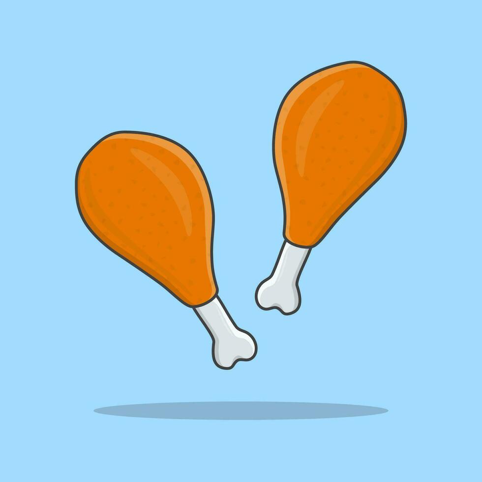 Fried Chicken Vector Illustration. Fast Food Fried Drumpstick Flat Icon