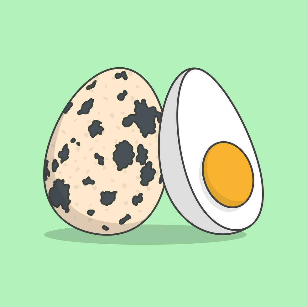 Quail Eggs Vector Illustration. Chicken Quail Boiled Eggs Food Flat Icon