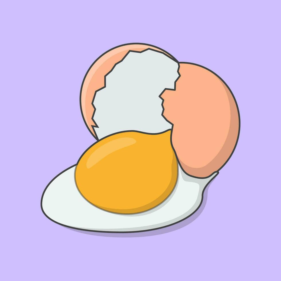 Eggs Cartoon Vector Illustration. Chicken Eggs Food Flat Icon Outline