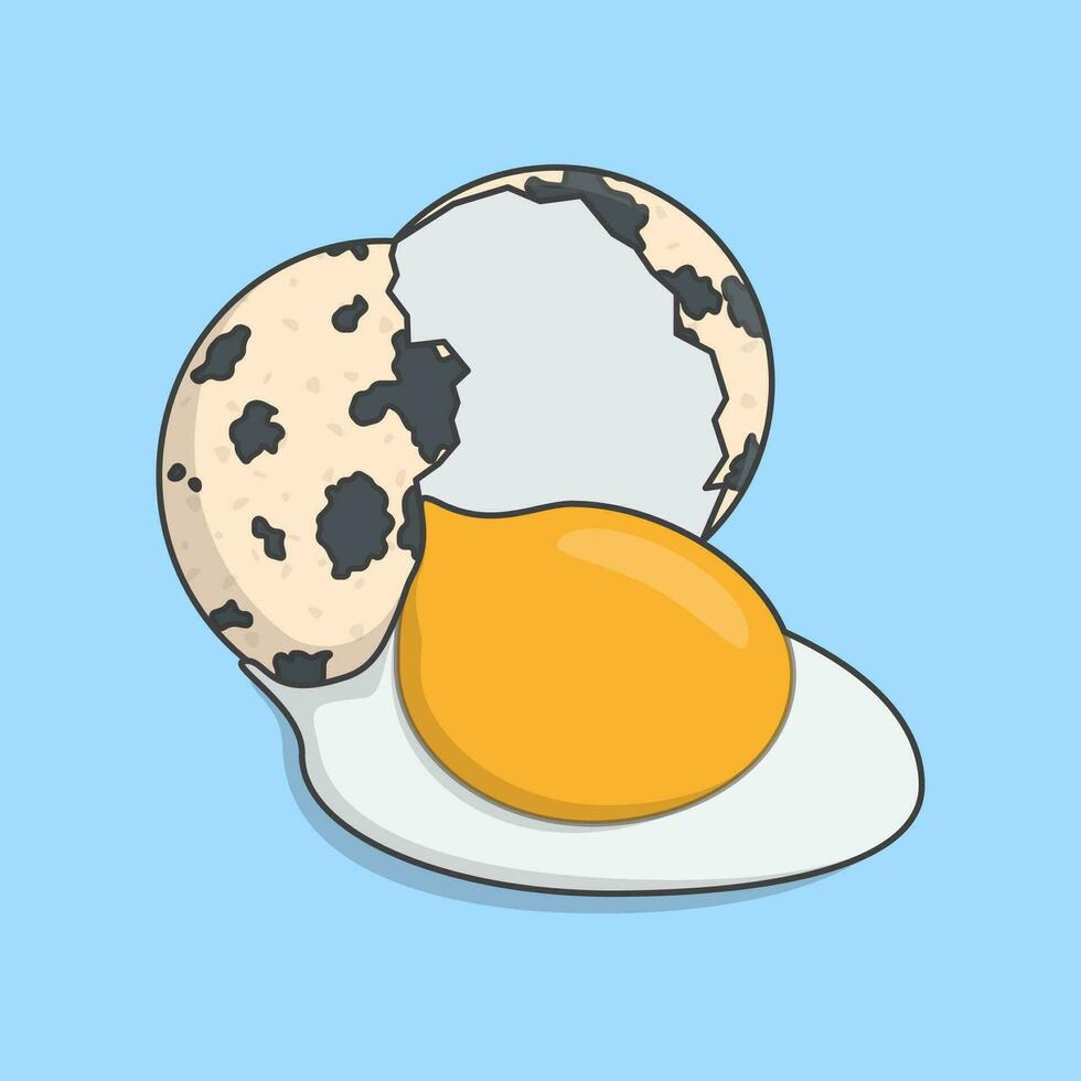 Quail Eggs Cartoon Vector Illustration. Chicken Quail Eggs Flat Icon Outline