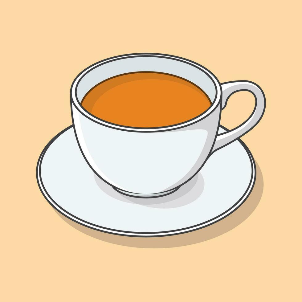 Cup Of Tea Cartoon Vector Illustration. Tea Flat Icon Outline