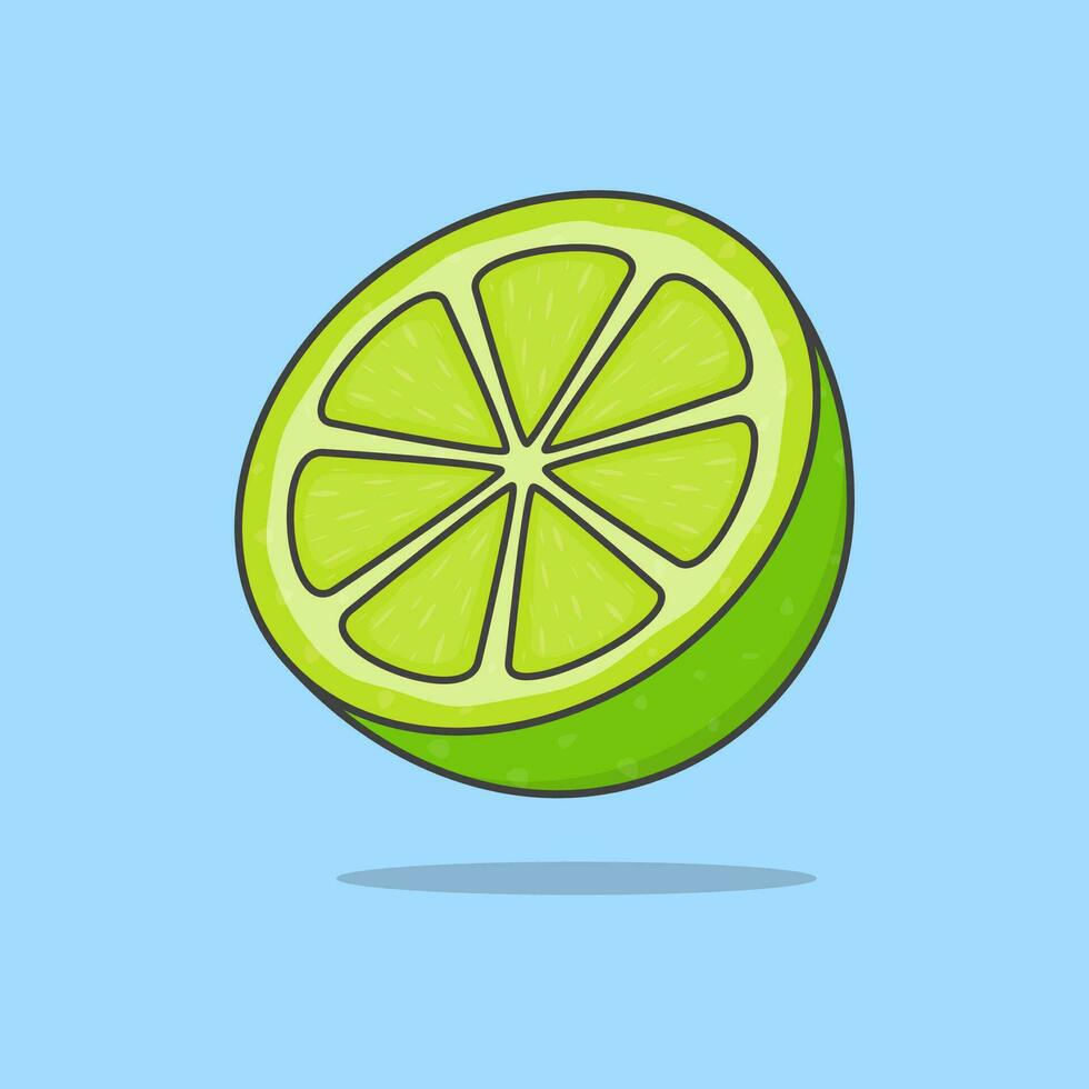 Half Of Fresh Lime Cartoon Vector Illustration. Lime Flat Icon Outline