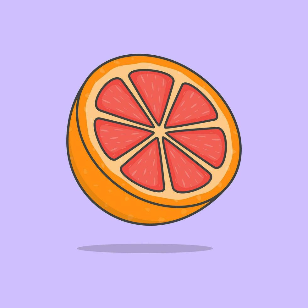 Half Of Fresh Grapefruit Cartoon Vector Illustration. Grapefruit Flat Icon Outline